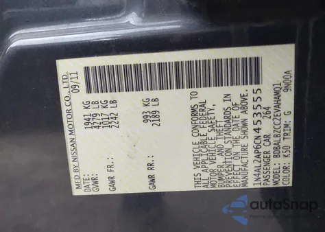 2012 Nissan Altima 2.5 S z USA, uszkodzony, nr VIN 1N4AL2AP6CN453555